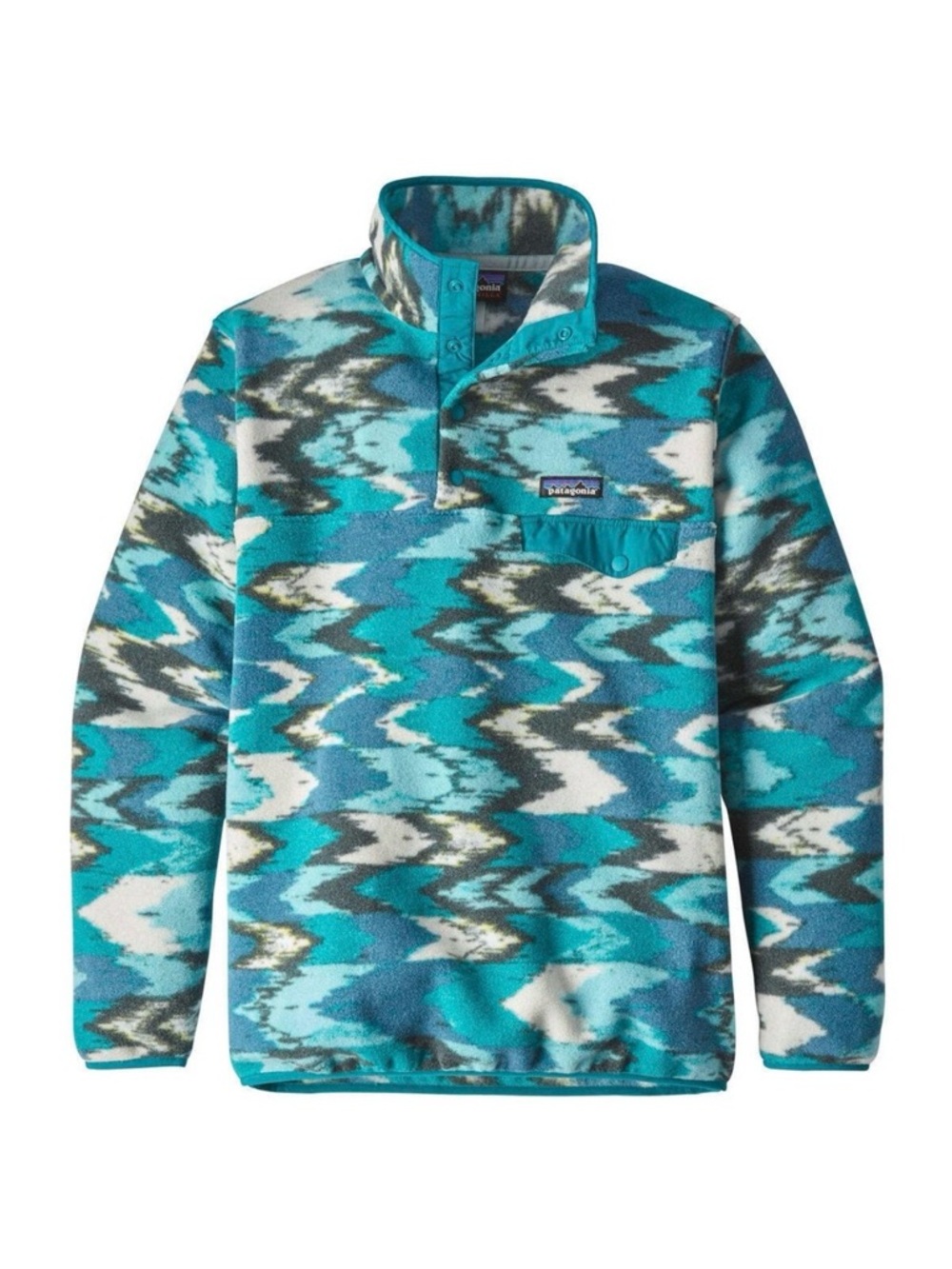 Patagonia Trout Tales Synchilla Elwha Blue Snap-T Fleeve Pullover Women’s Large